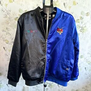 The Collective Black and Blue Satin Bomber Jacket
